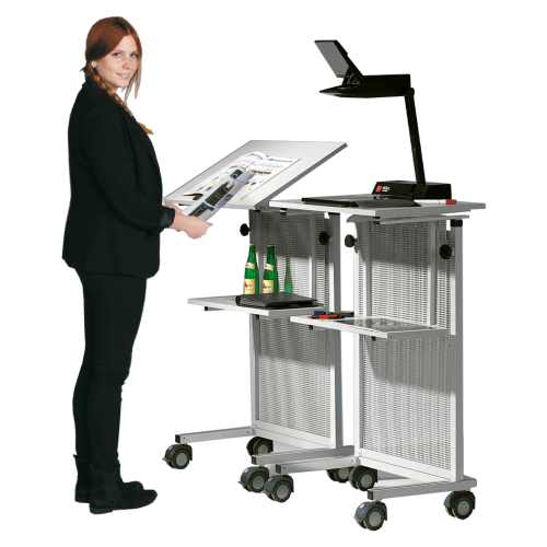 Rednerpult mit Lochblech Frontblende der Serie RP 70 B/H/T: 60x106-128x45 cm