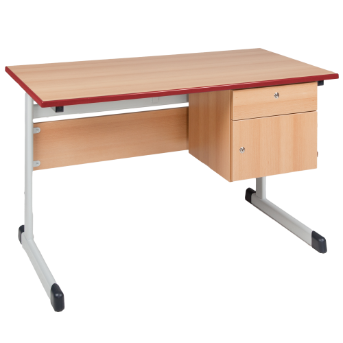Lehrertisch, Melamin, Unterbau mit Schub und Schloß B/H: 130x65 cm