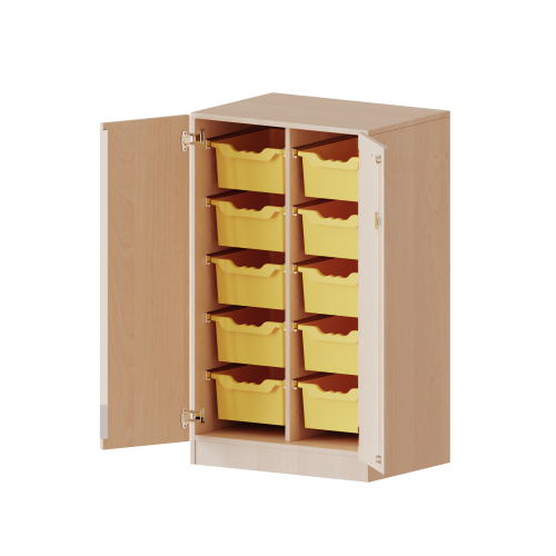 ErgoTray Schrank, zweireihig, 3 Ordnerhöhen - evo180 Serie Breite 70,3 cm, Gesamthöhe 118 cm, zweitürig, mit Sockel, mit 10 hohen ErgoTray Boxen ErgoTray Schrank, zweireihig, 3 Ordnerhöhen - evo180 Serie Breite 70,3 cm, Gesamthöhe 118 cm, zweitürig, mit Sockel, mit 10 hohen ErgoTray Boxen