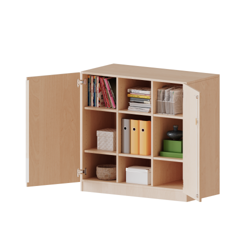 Schrank, dreireihig, 2 Ordnerhöhen - evo180 Serie Breite 104,5 cm, Gesamthöhe 100 cm, zweitürig, mit Sockel, ohne Boxen
