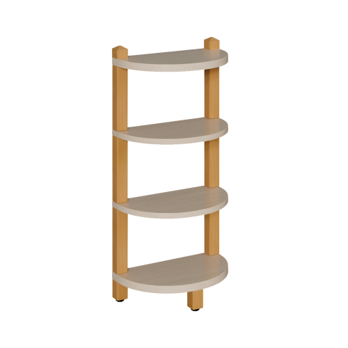 Stollen-Abschlussregal mit festen Böden B/H/T: 20x80x40 cm, 4 feste Böden, zur stirnseitigen Montage an Raumteilerelementen