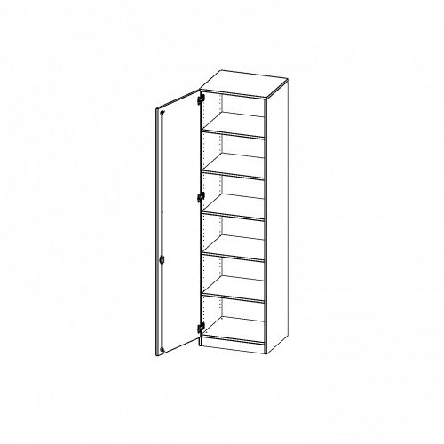Schrank, 6 Ordnerhöhen - Serie evo180 B/H/T: 60x226x50 cm, 1 Tür, abschließbar, Tür öffnet nach links, mit Sockel (81 mm)