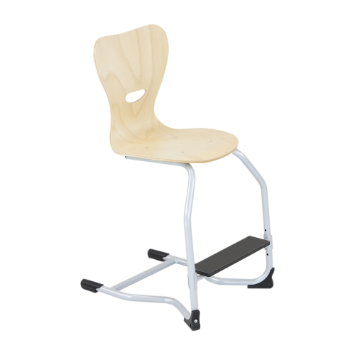 Fußrastenstuhl, Schülerstuhl mit Sperrholzschale Sitzhöhe 51 cm, Schulstuhl mit verstellbarer Fußraste