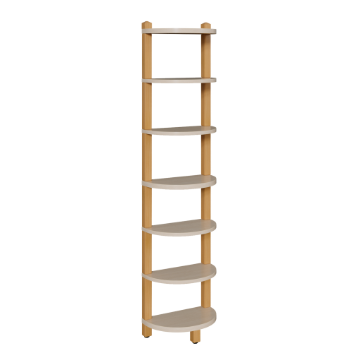 Stollen-Abschlussregal mit festen Böden B/H/T: 20x160x40 cm, 6 feste Böden, zur stirnseitigen Montage an Raumteilerelementen