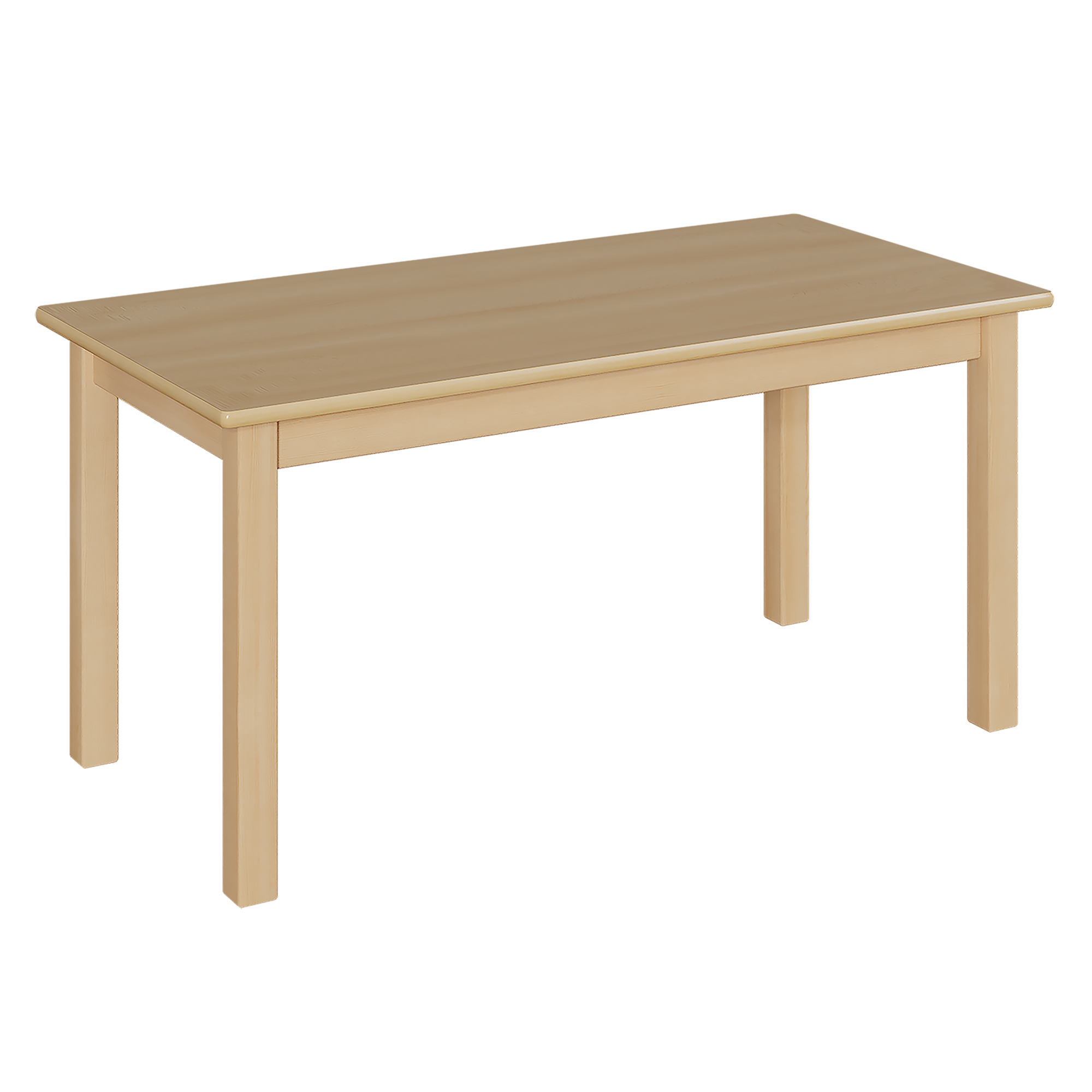 Rechtecktisch mit Massivholzgestell und Schichtstoffplatte B/T: 140x70 cm, in 7 Tischhöhen lieferbar
