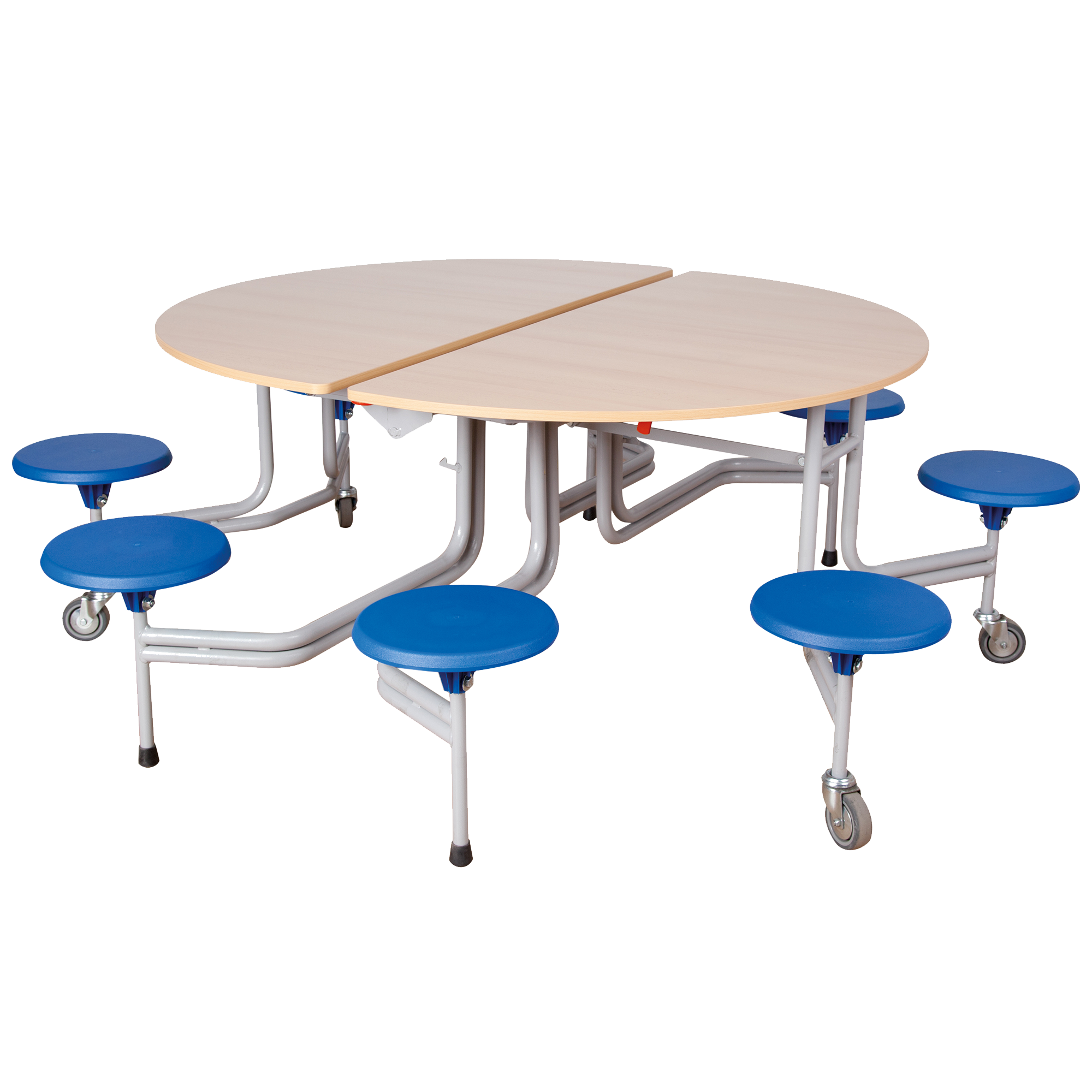 Spaceflex 2.0 Klapptisch mit integrierten Stühlen, rund, Vollkernplatte "PowerSurf" B/H/T: 153x74x136 cm, Sitzfarbe wählbar