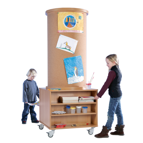 Mobile Kork-Litfaßsäule mit 2 Regalen B/H/T: 77x190x77 cm Mobile Kork-Litfaßsäule mit 2 Regalen B/H/T: 77x190x77 cm