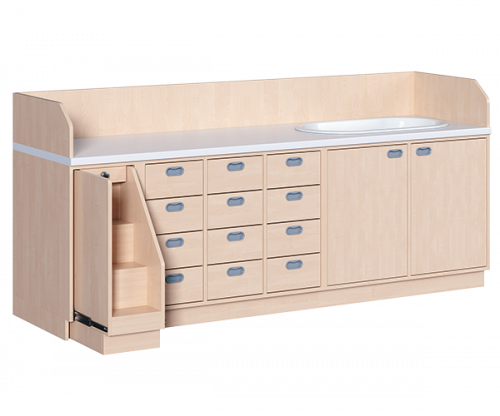 Wickelkommode, vierreihig zuzüglich Badewanne B/H: 249x113 cm, Ausziehbarer Aufstieg, 12 Schübe und Badewanne