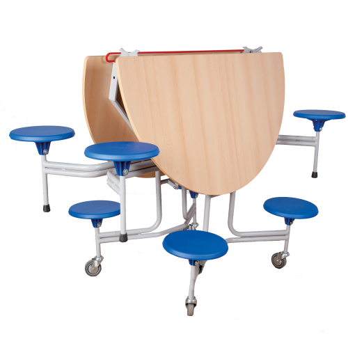 Spaceflex 2.0 Klapptisch mit integrierten Stühlen, melaminbeschichtete Spanplatte, rund B/H/T: 153x74x136 cm, 8 Sitze Spaceflex 2.0 Klapptisch mit integrierten Stühlen, melaminbeschichtete Spanplatte, rund B/H/T: 153x74x136 cm, 8 Sitze