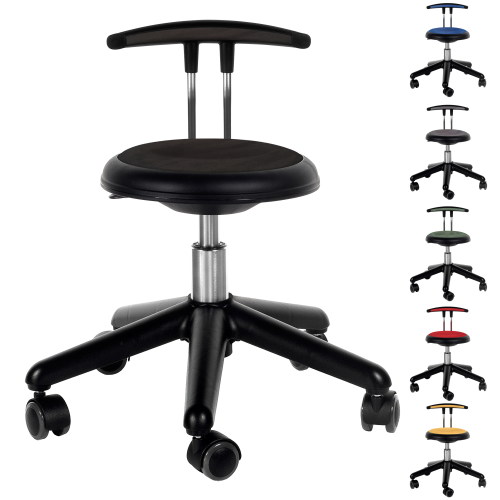 Genito Eco Drehstuhl mit Gaslift Höhenverstellung und Rückenlehne Lieferbare Sitzhöhen: 30-38 cm oder 38-48 cm, mit Rollen oder Gleitern Genito Eco Drehstuhl mit Gaslift Höhenverstellung und Rückenlehne Lieferbare Sitzhöhen: 30-38 cm oder 38-48 cm, mit Rollen oder Gleitern