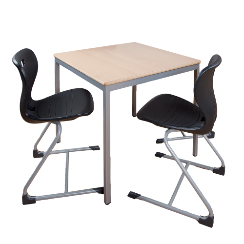 Rechteckiger Tisch, Platte mit Schichtstoff verschiedene Tischplatten 140/160 cm lang in wählbarer Höhe, Gestell Stahlquadratrohr 30x30