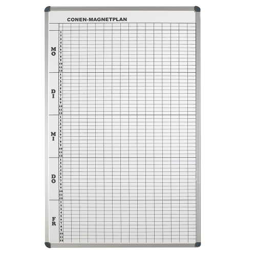 Stundenplantafel aus Premium Stahlemaille in weiß Oberflächen magnethaftend, Rastermaß BxH: 40 x 20/16 mm Stundenplantafel aus Premium Stahlemaille in weiß Oberflächen magnethaftend, Rastermaß BxH: 40 x 20/16 mm