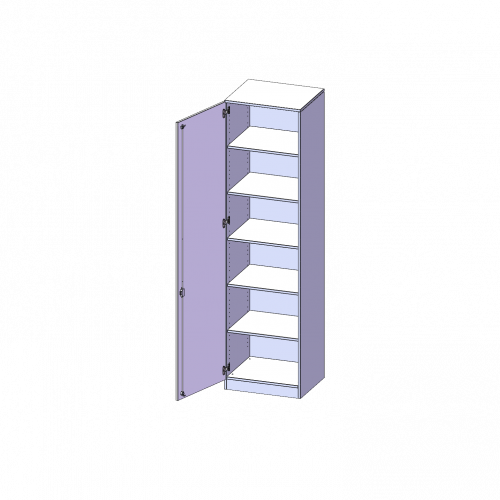 Schrank, 6 Ordnerhöhen - Serie evo180 B/H/T: 60x226x60 cm, 1 Tür, abschließbar, Tür öffnet nach links, mit Sockel (81 mm)