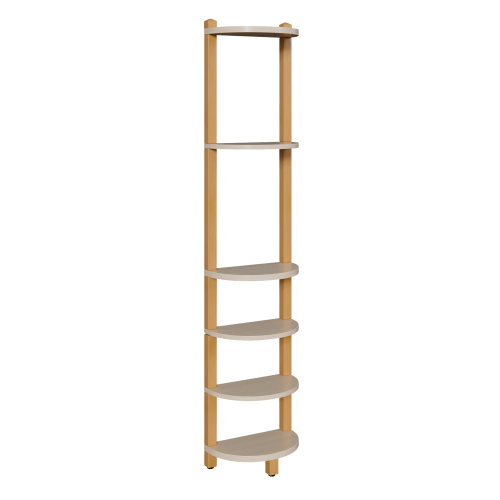 Stollen-Abschlussregal mit festen Böden B/H/T: 20x180x40 cm, 7 feste Böden, zur stirnseitigen Montage an Raumteilerelementen
