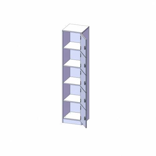 Schließfachschrank, 5 Ordnerhöhen - Serie evo180 B/H/T: 40,5x190x50 cm, 5 Schließfächer, Türen öffnen nach rechts, mit Sockel (81 mm)