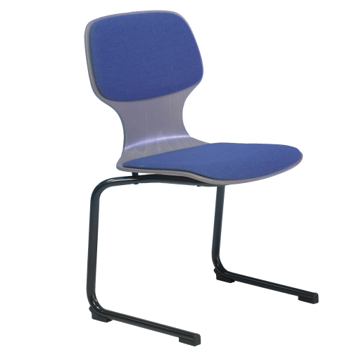 Freischwinger Kufenstuhl mit Polster und Rundrohrgestell Sitzhöhe. 46 cm, Rundrohrgestell mit Sitzschale Multiplex Buche mit Sitz- und Rückenpolster