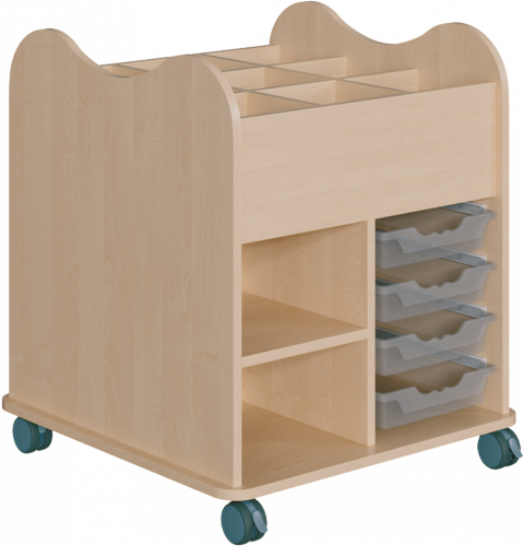 Bastelwagen "Kreativo" mit  8 ErgoTray Boxen B/H/T: 75x90x75 cm, fahrbar, Korpusdekor und Boxenfarbe nach Wahl Bastelwagen "Kreativo" mit  8 ErgoTray Boxen B/H/T: 75x90x75 cm, fahrbar, Korpusdekor und Boxenfarbe nach Wahl