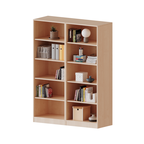 Regal, vierreihig, 5 Ordnerhöhen - evo180 Serie Breite 140,6 cm, Gesamthöhe 190 cm, mit Sockel (81 mm), zweiteilig und Mittelwand, ohne Boxen, 8 Einlegeböden