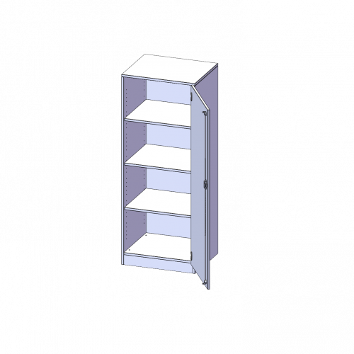 Schrank, 4 Ordnerhöhen - Serie evo180 B/H/T: 60x154x60 cm, 1 Tür, abschließbar, Tür öffnet nach rechts, mit Sockel (81 mm)
