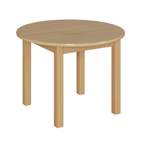 Rundtisch mit Massivholzgestell und Schichtstoffplatte Lieferbar in 3 Tischgrößen und 7 wählbaren Tischhöhen