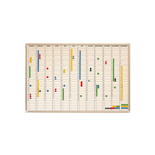 Jahreskalender inklusive Zubehör B/H. 90/120x60/90 cm, wahlweise mit neutralen Monatsstreifen Jahreskalender inklusive Zubehör B/H. 90/120x60/90 cm, wahlweise mit neutralen Monatsstreifen