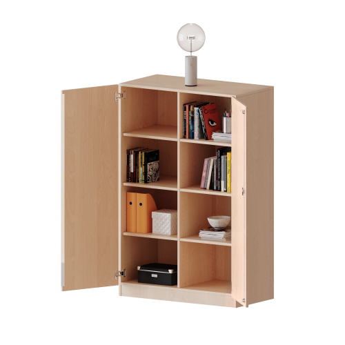 Schrank, 4 Ordnerhöhen - Serie evo180 Gesamthöhe 154 cm, 2 Türen, abschließbar, mit Mittelwand, mit Sockel (81 mm)