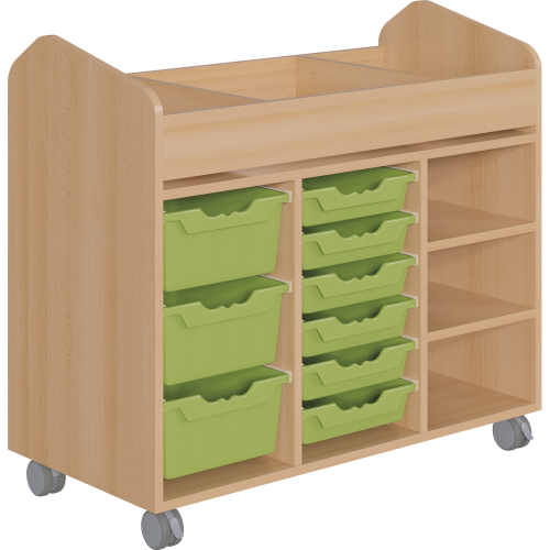 Bastelwagen "Kreativbasti 6", Kreativwagen fahrbar B/H/T: 105x94,3x50 cm mit 11 Fächern und 9 Ergo Tray Boxen Bastelwagen "Kreativbasti 6", Kreativwagen fahrbar B/H/T: 105x94,3x50 cm mit 11 Fächern und 9 Ergo Tray Boxen