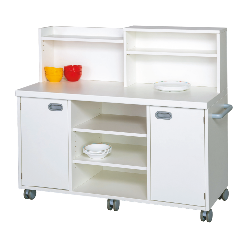 Servierwagen mobiler 3teiliger Unterschrank mit Arbeitsplatte und Aufsatz, Maße B/H/T: 120/132x107x52 cm