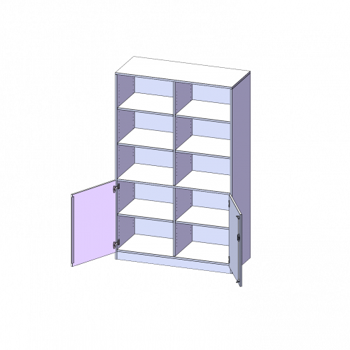 Schrank, 5 Ordnerhöhen, Türen unten (2 OH), oben 3 offene Fächer - Serie evo180 B/H/T: 120x190x50 cm, 2 Türen, abschließbar, mit Sockel (81 mm)